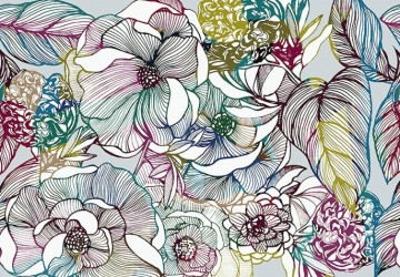 Rengarenk Çiçek Ve Yaprak Desenleri 