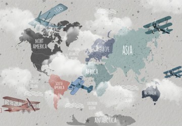 Dünya Haritası Mavi Kırmızı…