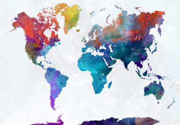 suluboya rengarenk dünya haritası