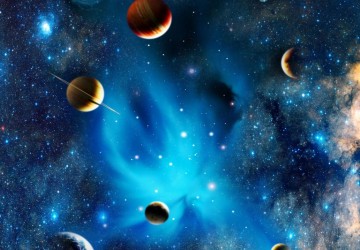 mavi cosmos gezegenler ve kara…