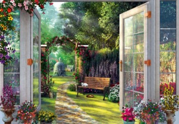 pencere ve çiçek bahçesi