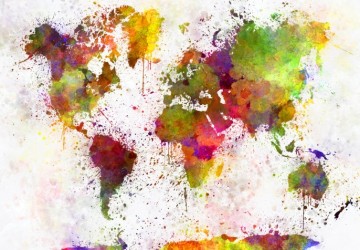 rengarenk sulu boyama dünya haritası
