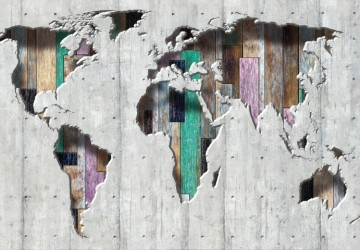 3d dünya haritası ahşap plakalar…