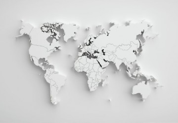 beyaz kabartma dünya haritası